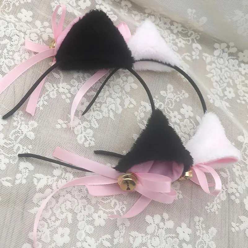 Cat Ears and Tail Set Cat Costume White Black 3D Animal Costume for Stage Performances Cosplay Party Kid Easter Cosplay Birthday W250117