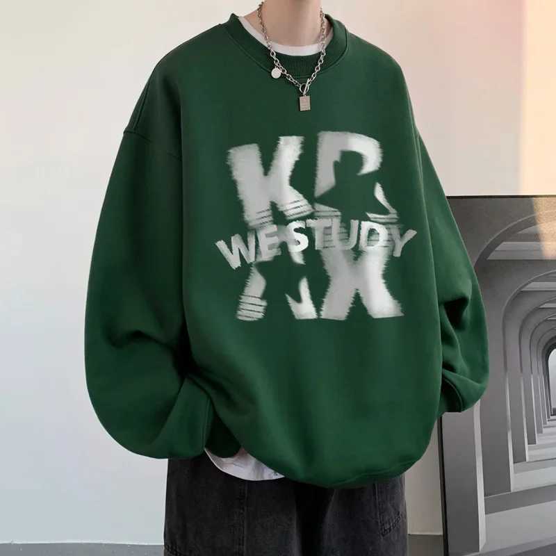 Mens Gothic letter Crewneck sweatshirt autumn hip-hop fashion wool pullover hoodie Hombre Y2K streetwear oversized clothing W250117