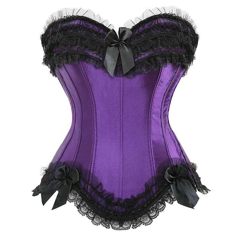 Corset Bustier Top for Women Burlesque Costume Plus Size Princess Corset Top Lace up Satin Corset Black White Purple Pink Corset W250120