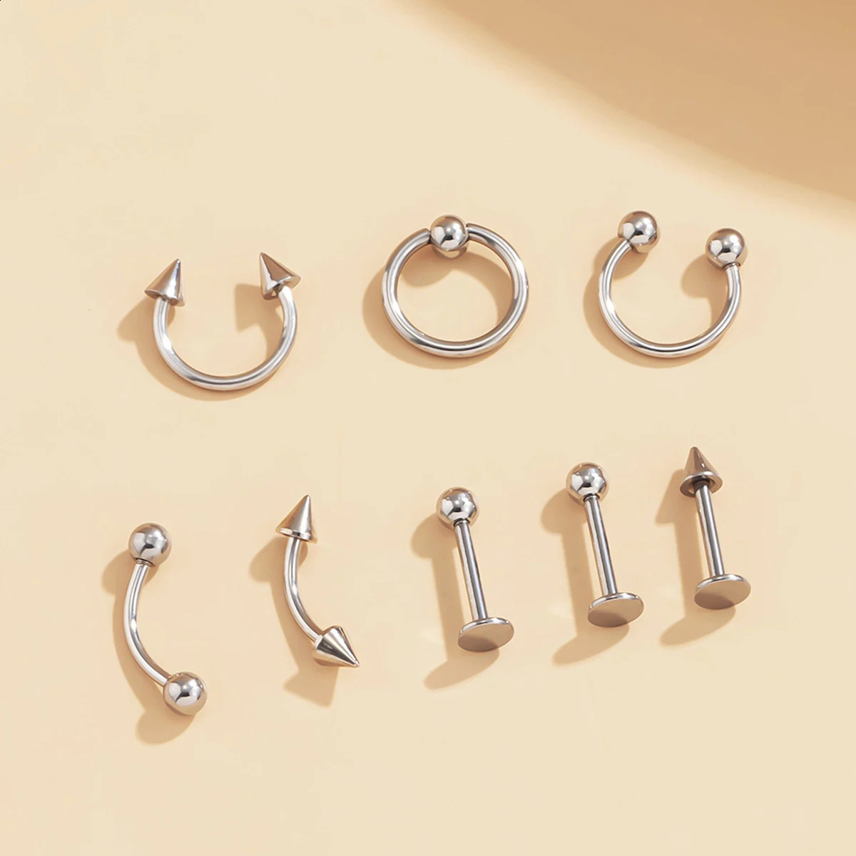 85PCS Steel Body Piercing Jewelry Lot Bulk Nose Ring Tongue Bar Eyebrow Labret Set Horseshoe Pack 250110