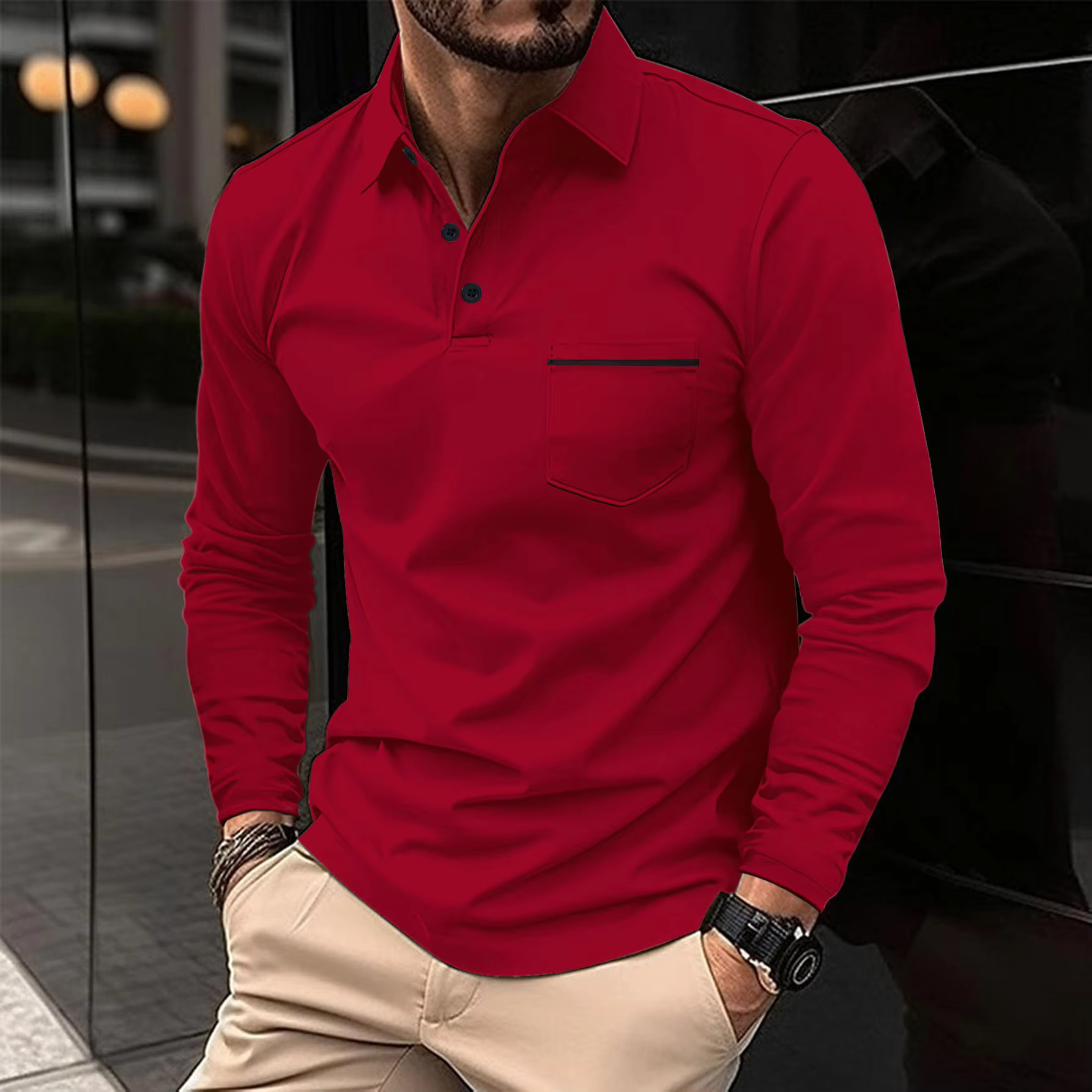 European And American Men's Spring And Autumn New Polo Shirt Casual Long Sleeved Slim Fit Golf Shirt Designer T-shirt