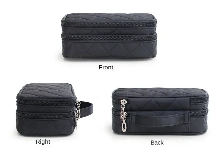 Makeup Bag Small Grid 2-Layer Cosmetic Storage Bags Womens Fashion Portable cosmetic bag Travel Essential Wash Bag 250120