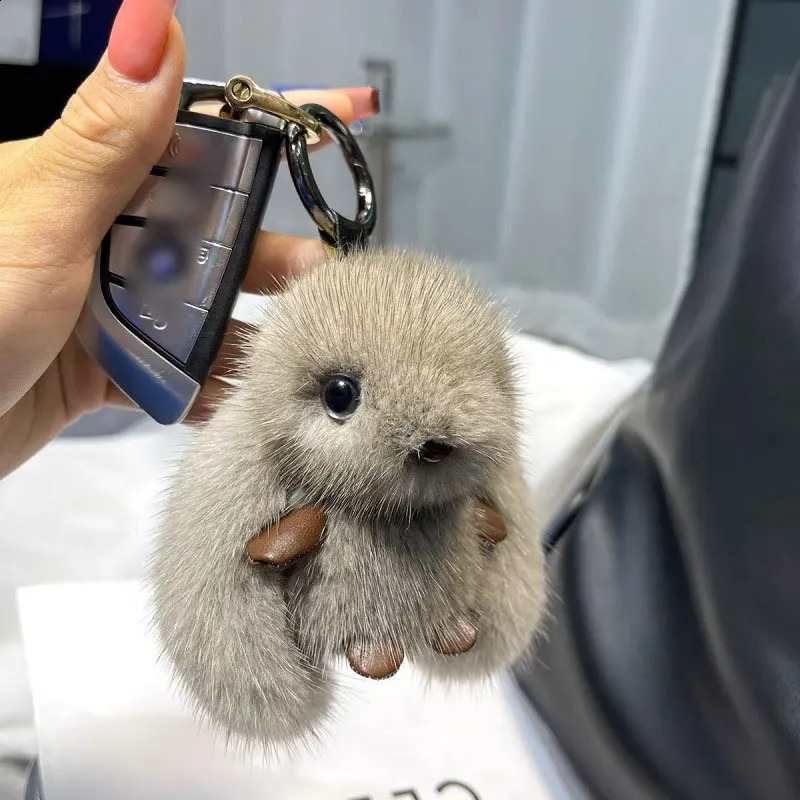 Cute Girl Toy Plush Rabbit Faux Mink Car Keychain Toys Pendant Doll Bag Decoration Keyring Dolls Birthday Gift 250121