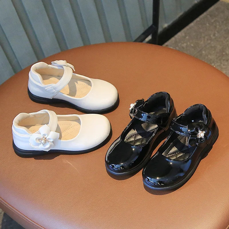 Girls Black Party Leather Shoes British Style Soft Kids Fashion Sweet Princess Mary Jane Performance 2024 School Dress Shoes 250121