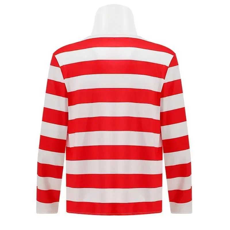 Wheres Waldo Striped Shirt Youth Kids Boys Wally Costume Shirt Glasses and Hat Socks Unisex Adults Carnival Cosplay Costume W250117