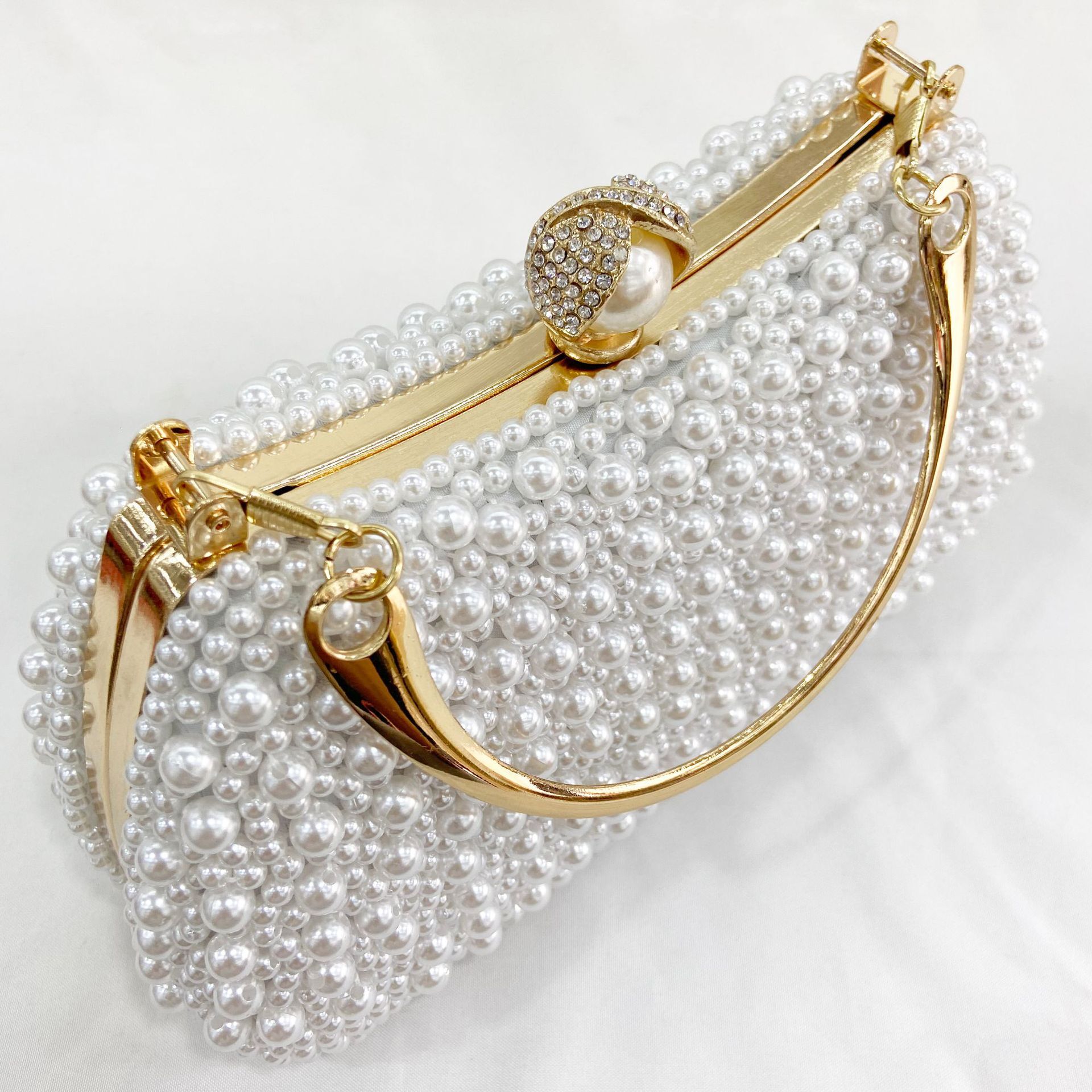 Pearl Handheld Style Single Shoulder Beaded Women's Banquet Cheongsam Evening Dress Bag