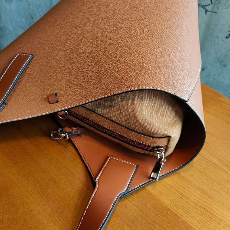 Fashion Underarm Oneshoulder Women's High Quality Genuine Leather Handbag Retro Design Tote Ladies Casual Bucket Bag