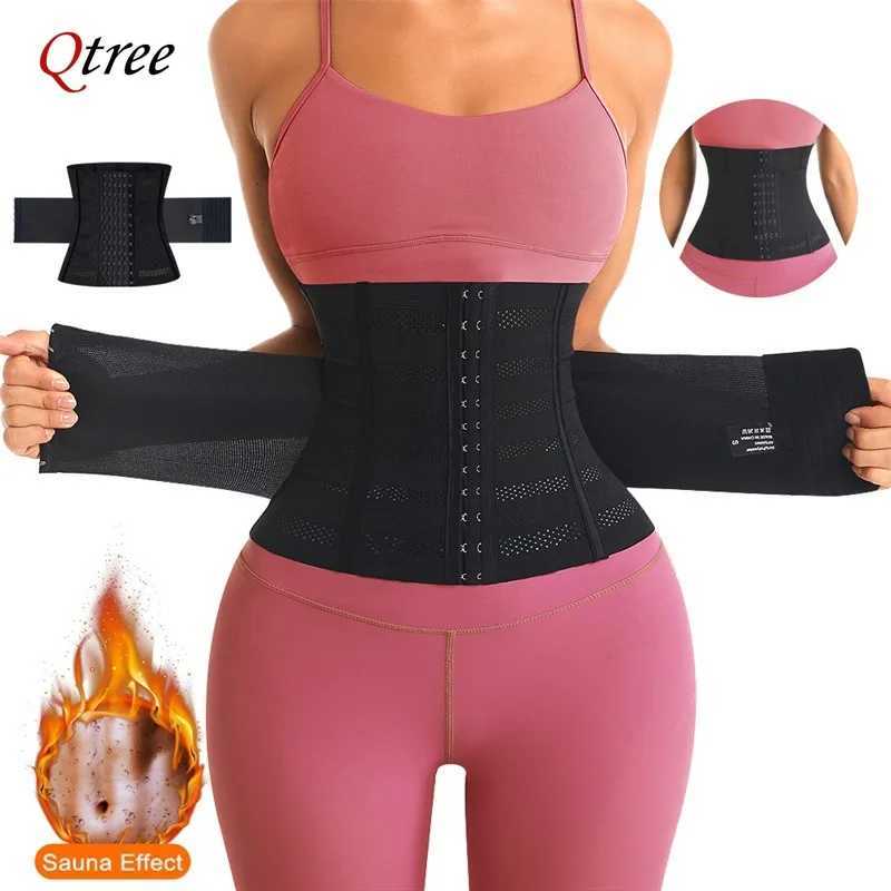 Qtree Waist Trainer for Women Hourglass Underbust Body Shaper with 7 Steel Bones Corset Hook and Eye Slimming Belly Trimmer Belt W250120