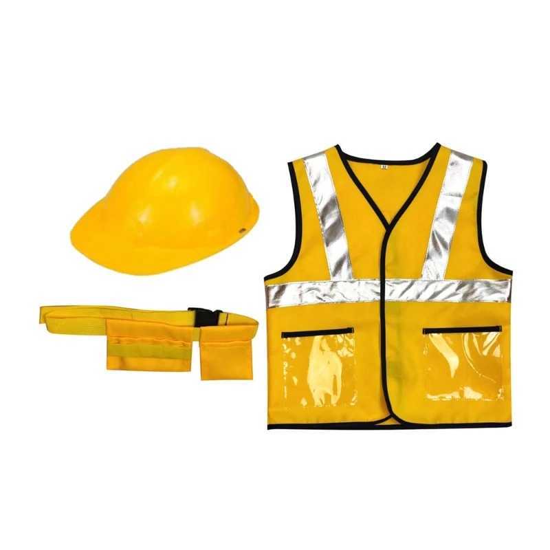 Construction Worker Costume for Kids Belt Construction Hat and Costume Vest Kid Builder Career Outfit for Children Gift W250117
