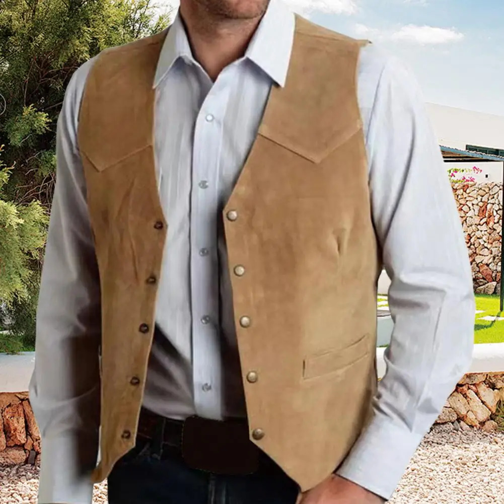 Brown Vest Mens Formal Business Suit Waistcoat Groomsmen For Wedding Cowboy 250114
