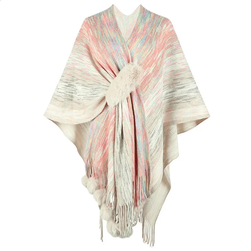 Shawl Cardigan Coats Women Sweaters Full Sleeve Tassel Cloak Coat Capes Elegant Splice Open Stitch Ponchos Autumn Winter 250121