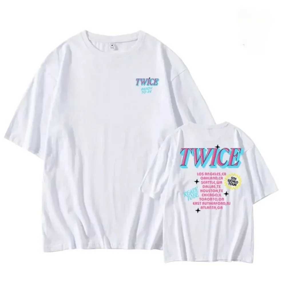 Twice READY TO BE The Same TShirt Men Kpop Loose Cotton Short Sleeve T-shirt Streetwear Fashion Y2k Crop Tops Tee TWICE Clothes W250117