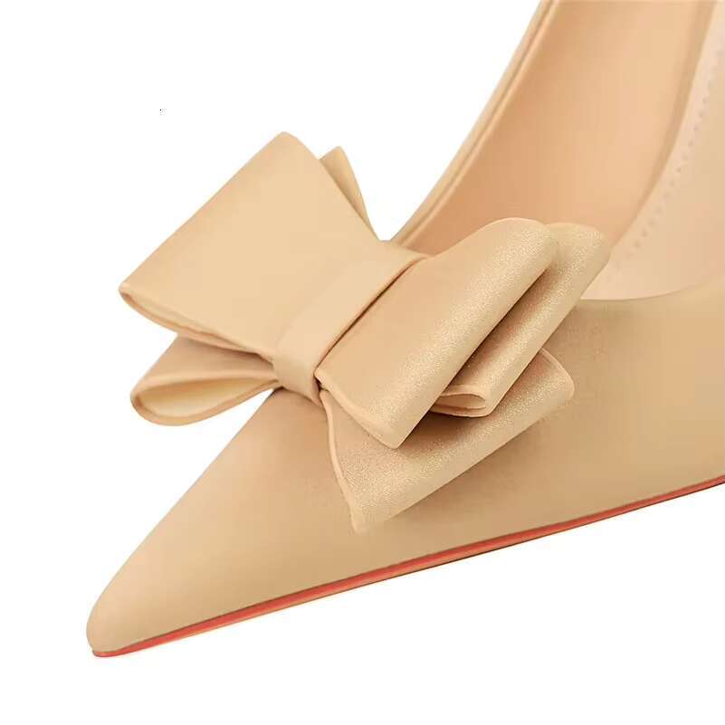 Women 10cm High Silk Butterfly Knot Pumps Lady Wedding Bridal Purple Heels Escarpins Green Blue Peach Office Shoes