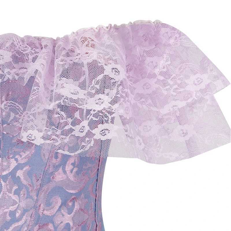Womens lace tight corset waist shaped fishbone bandage drawstring sexy floral wedding party strap W250120