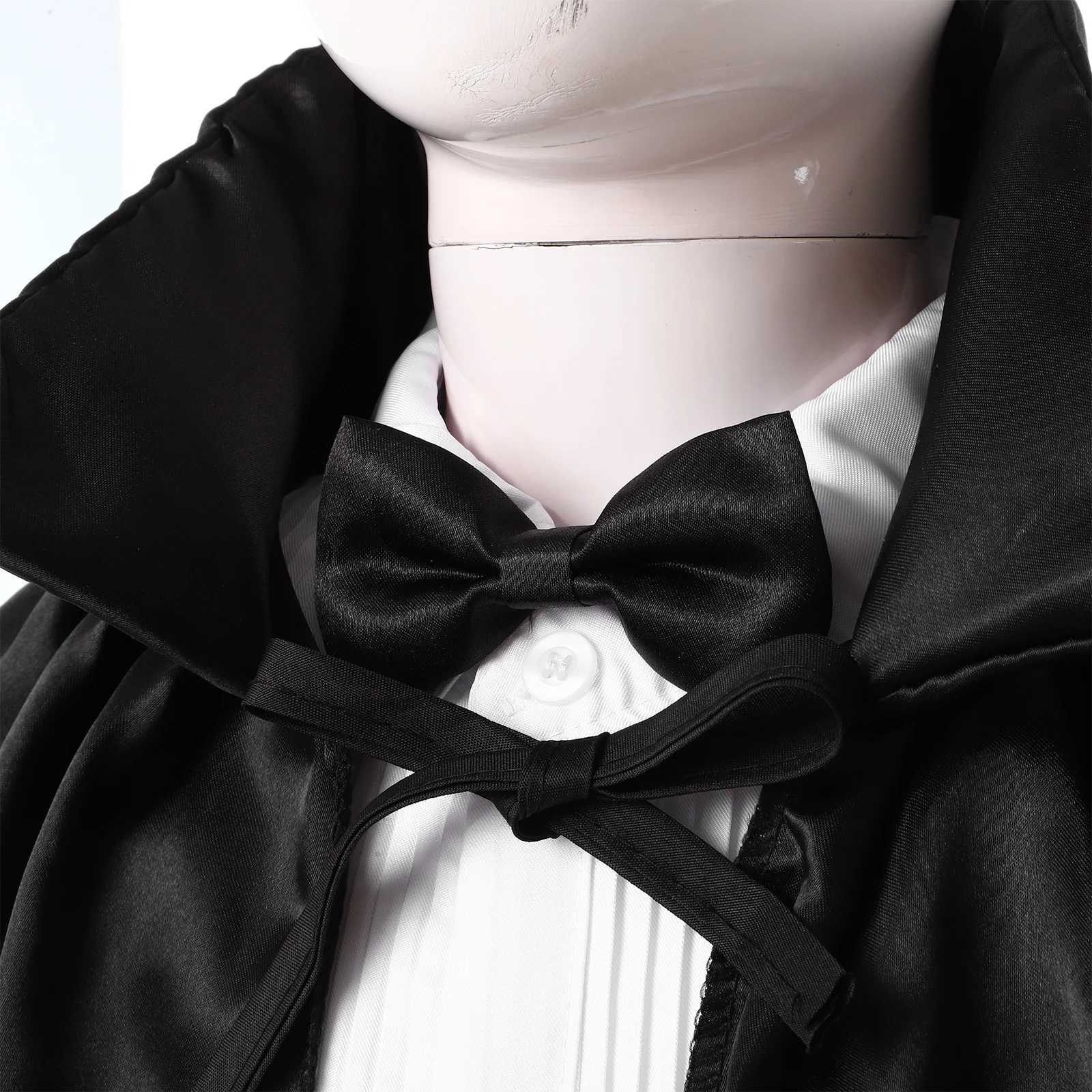Kids Magician Wizard Cosplay Costume Boys Girls Cape Hat Magic Wand Gloves Necktie Set Halloween Theme Party Roleplay Outfits W250117