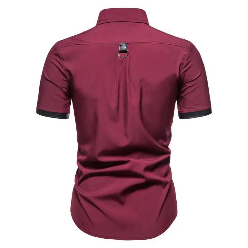 Fashion New Mens Punk shirts Mens Gothic Rivet Short Sleeve Shirts Casual For Men Comfortable Summer Wear shirts W250118