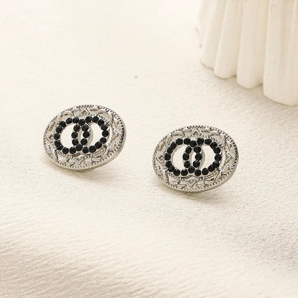 Brand Letter Designer Jewelry Woman Stud Crystal Rhinestone Earrings Free shipping