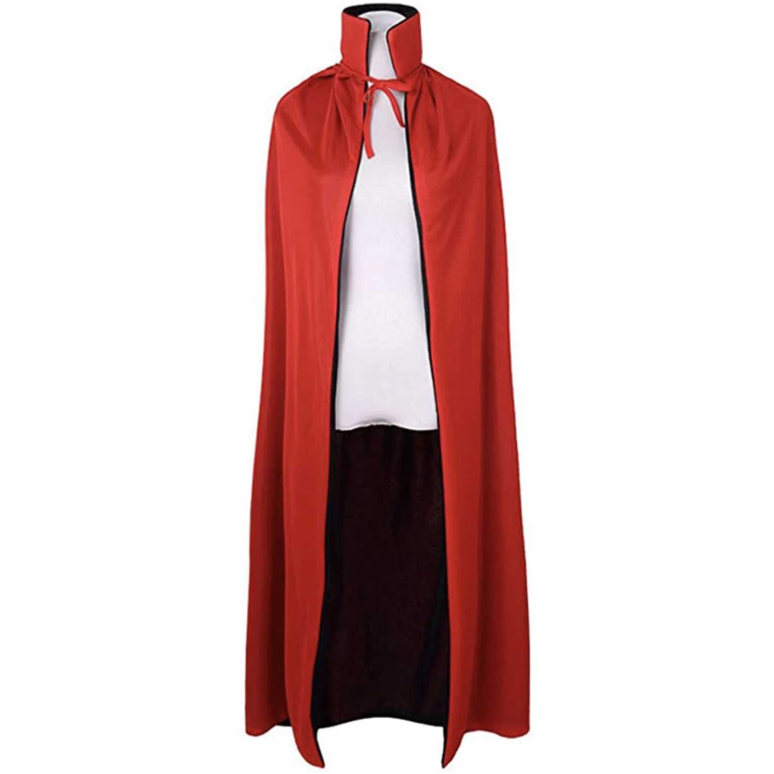 Halloween Adult Child Hooded Cloak Medieval Costume Black Red Reversible Vampire Witch Wicca Cosplay Costume Stand Collar Cloak W250117
