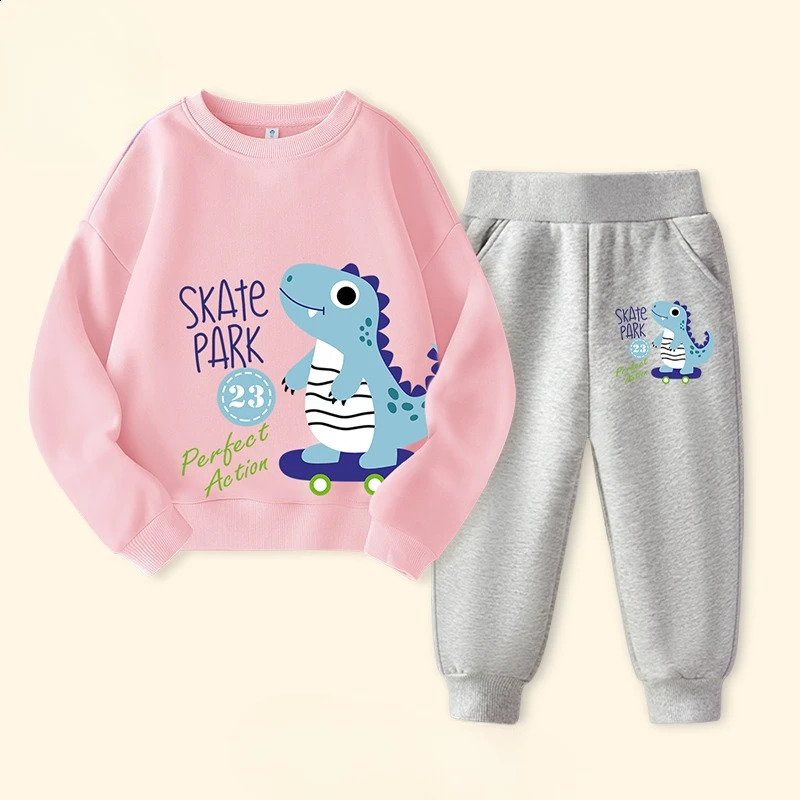 Autumn Children Boy Clothes Set Kid Girls Dinosaur Printed Sweatshirts Pullover Top Pants Bottom 2pcs Outfits Baby Tracksuits 250117
