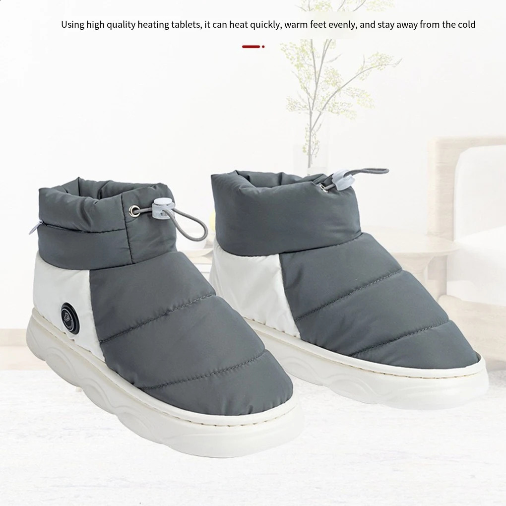 Unisex Electric Heating Slippers with 3 Heating Levels Women Men Warm Snow Boots Rechargeable for Indoor House Home Office 250120