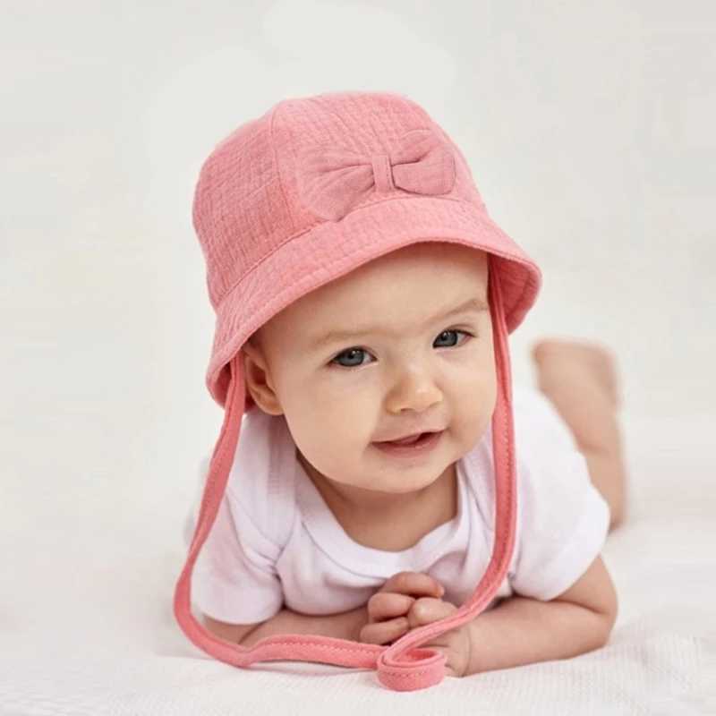 Baby Cotton Bucket Hat New Children Sunscreen Outdoor Caps Boys Girls Print Panama Hat Unisex Beach Fishing Hat For 3-12 Months M250121