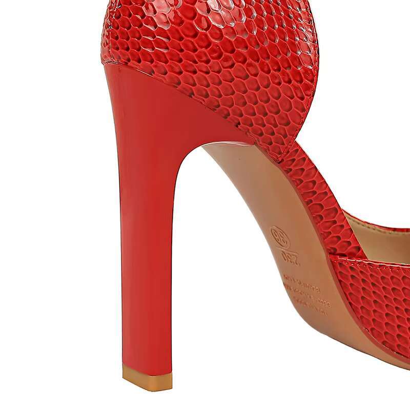 Women 11cm High Pumps Square Toe Green Pink Heels Lady Serpentine Patent Leather Wedding Evening Party Shoes