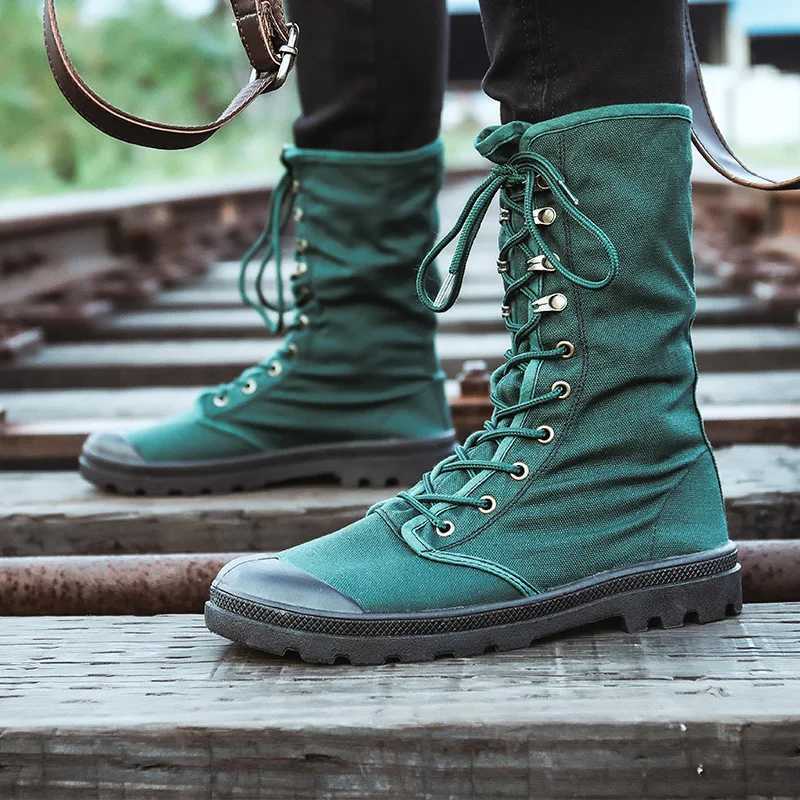 Men Boots Outdoor Fashion Canvas High Top Shoes Mens Casual Shoes Ankle Boots Black High Top Boots Mens Shoes M250121
