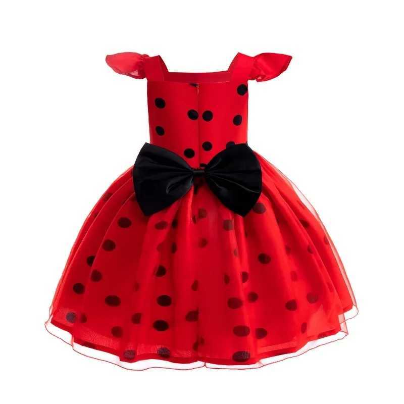 New 2024 Halloween Lady Girls bug Birthday Party Dress Toys Earrings Retro Costume Kids Clothes Black Dot Carnival Cosplay Sets W250117