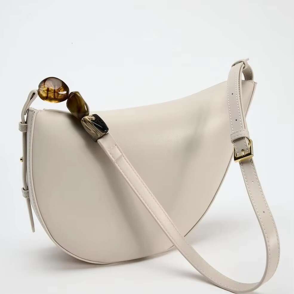 Fashion Beading Shoulder Half Moon Handbags PU Leather Crossbody Bags For Women Designer Underarm Bag Hobo Tote New
