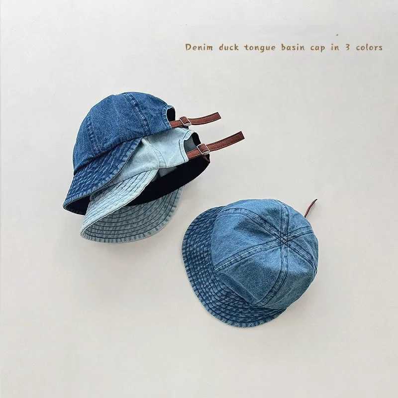 1-4 year baby baseball cap retro denim solid color mountaintop hat suitable for young boys and girls spring and autumn soft children bean baby clothin