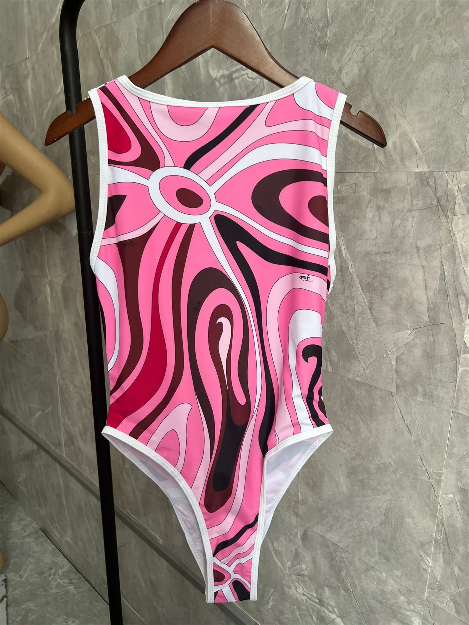 Swimsuit women cover belly slim conservative fashion letter print sexy backless triangle one-piece fashion 250109