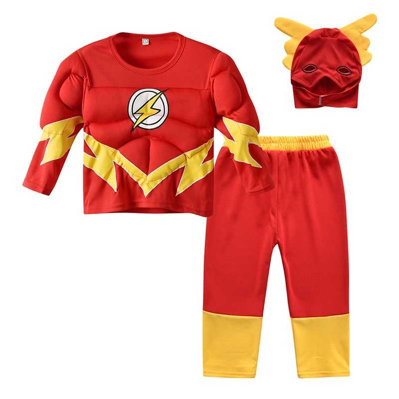Children The Flash-Man Cosplay Costume Boys Girls Tops Pants Mask Muscle Suit Children Party Halloween Costume Casual Clothes W250117
