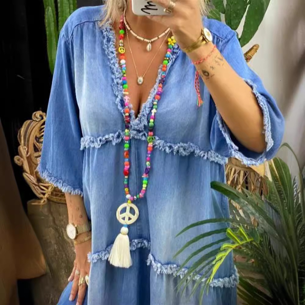 2025 Summer New Women's Beach Skirt Designer Style Dress With Bareback Printed Bohemian Skirt
