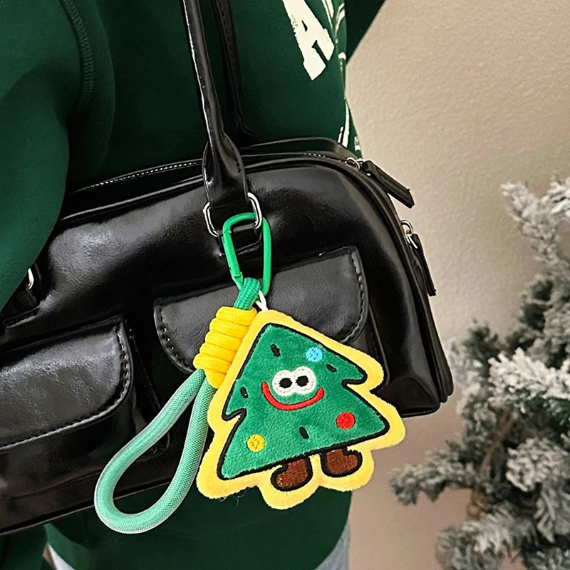 Funny Christmas Tree Plush Toy Keychain Cartoon Star House Car Soft Stuffed Doll Pendant Car Key Ring Backpack Bag Decor250114