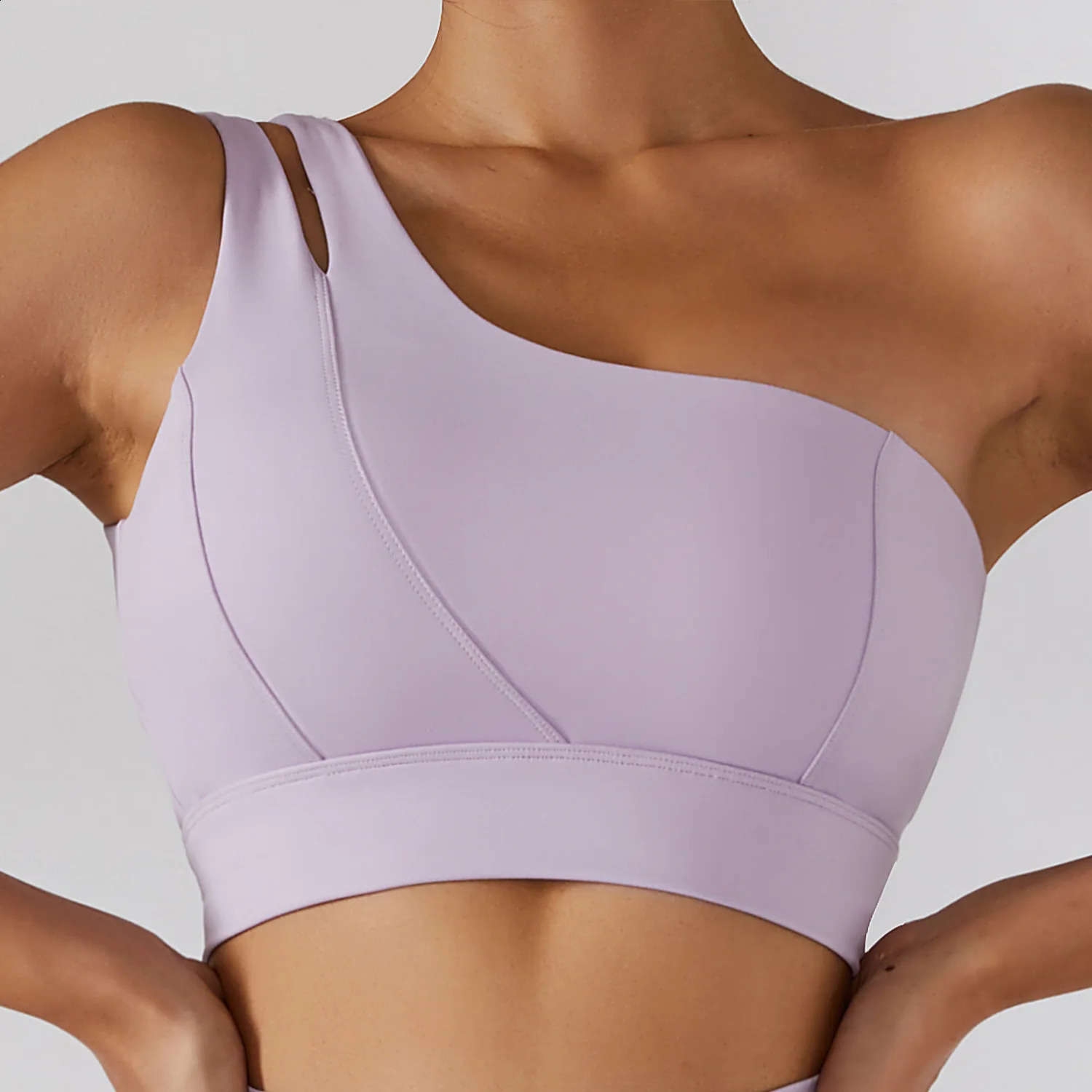 Sexy Womens Sports One Shoulder Bra Gym Push Up Workout Underwear High Strength Support Running Fitness Bra Vest 250122