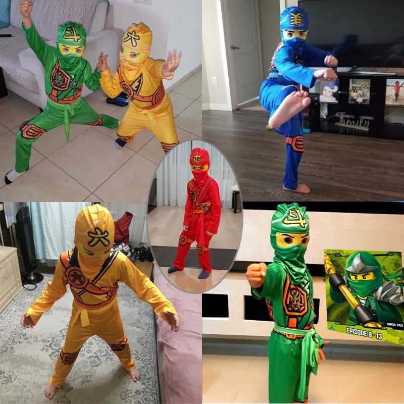 Ninja Costume Kids Superhero Fancy Party Dress Zentai Jumpsuit Carnival Halloween Ninja Cosplay Anime Comic Role Play Suits W250117
