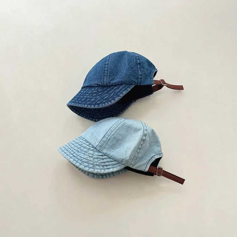 1-4 year baby baseball cap retro denim solid color mountaintop hat suitable for young boys and girls spring and autumn soft children bean baby clothin