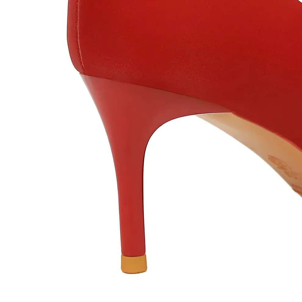 Women 7cm High Heels Versatile Solid Color 2024 Silk Satin Party Pumps Lady Fashion Classic Valentine Pointed Toe Colorful Shoes