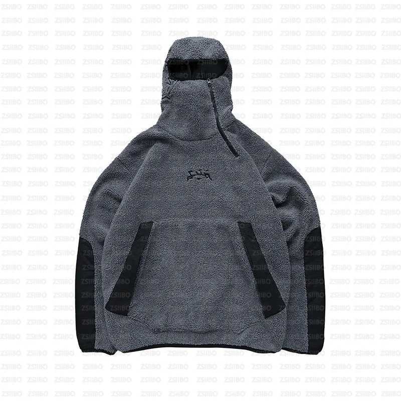 Casual sweater Harajuku style fashionable loose jacket sherpa spliced zipper sweatshirt wholesale trendy men and women W250117