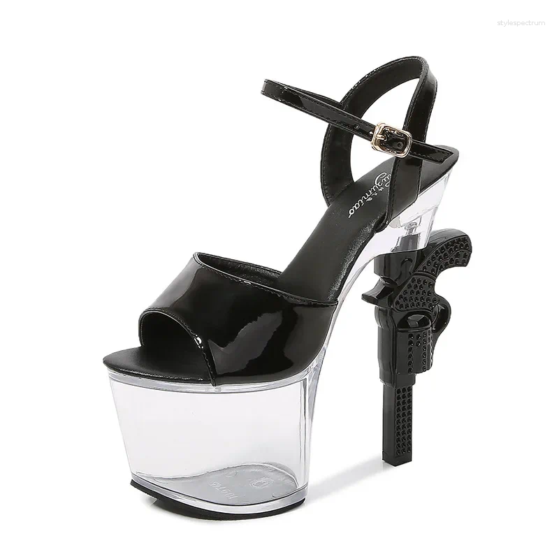 Sandals Black Waterproof Platform Women's Pumps Summer 17CM High Heel PVC Walk Show Fashion Club Transparent Stripper Shoes