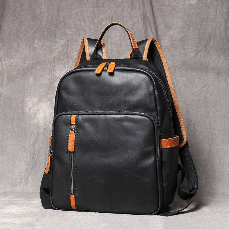 Vintage Real Leather Mens Backpack First Layer Cowhide Travel Backpack Leisure College School Bag Man Satchel Bag Leathfocus 250122