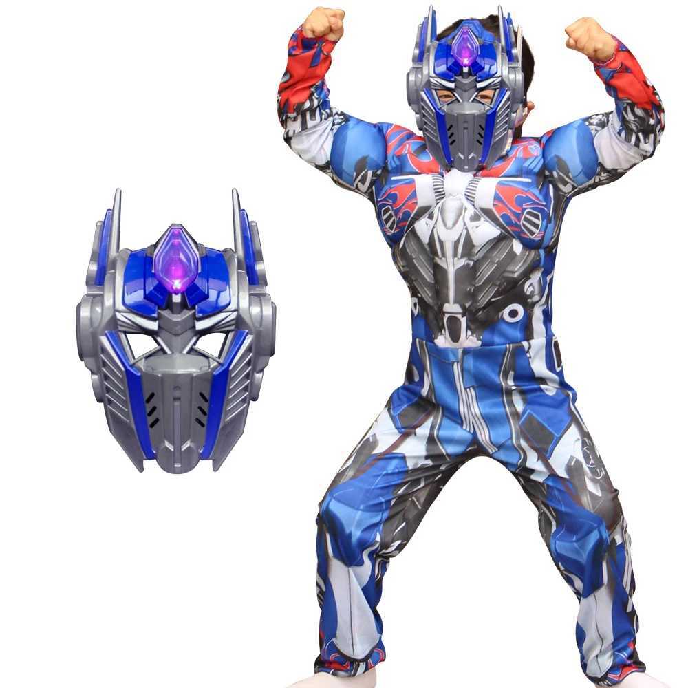 Boy Muscle Autobot Costume Anime Cosplay Superhero Muscle Costume Children Mask Kids W250117