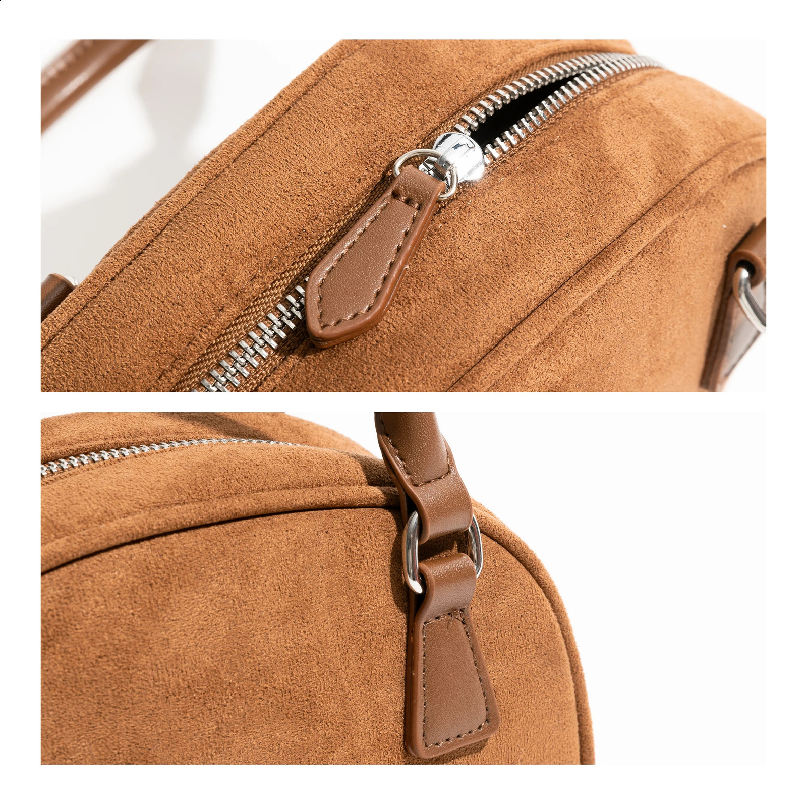 MABULA Vintage Small Bowling Hobo Bag Faux Suede Fabric Autumn Winter Shoulder Phone Purse Long Strap Lady Boston Pouch 250122