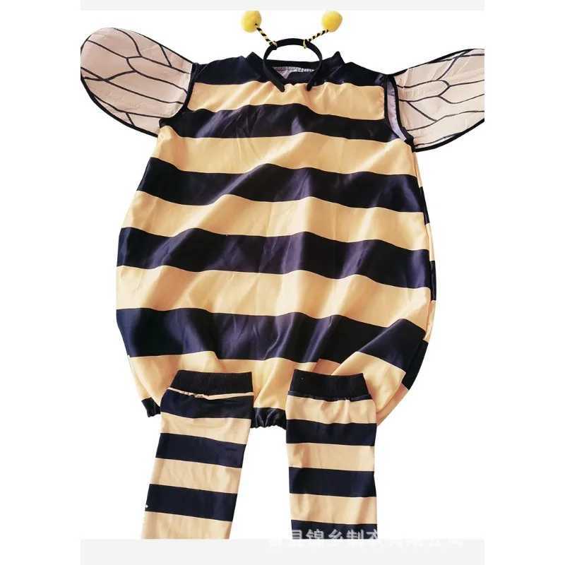 Bee Costume Kids Halloween Cosplay Set Bee Dress with Wings Heandband Leg Sleeves and Hair Hoop for Stage Show Dress Up W250117
