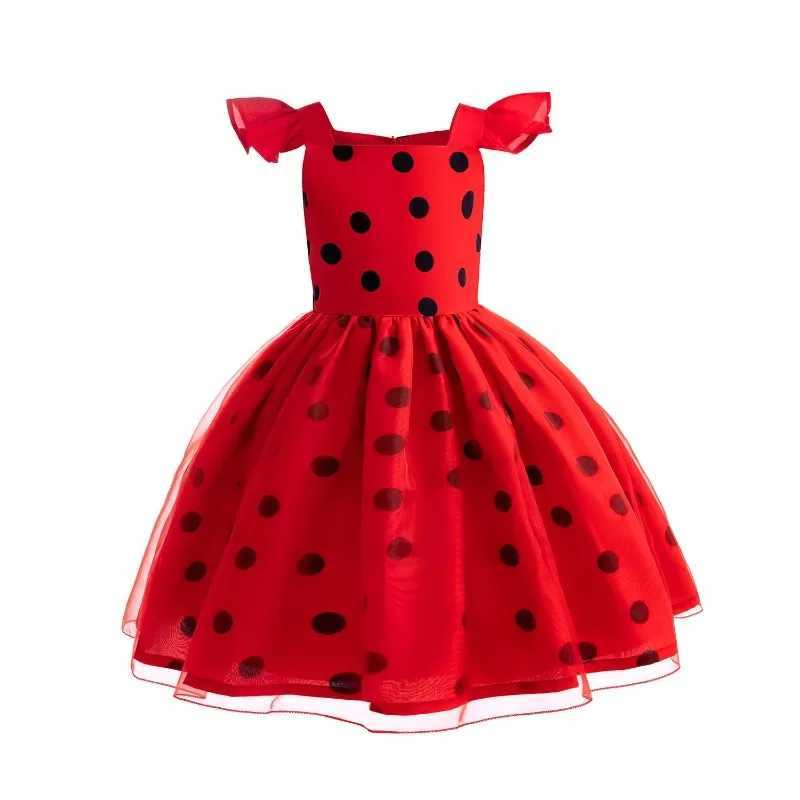 New 2024 Halloween Lady Girls bug Birthday Party Dress Toys Earrings Retro Costume Kids Clothes Black Dot Carnival Cosplay Sets W250117