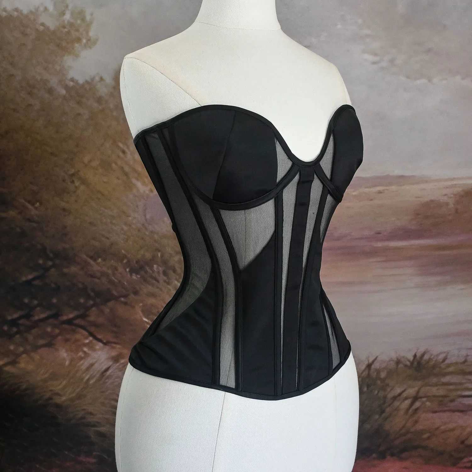 Fashion Womens Deep V Longline Lace Bustier Bra Lace Up Party Corset W250120