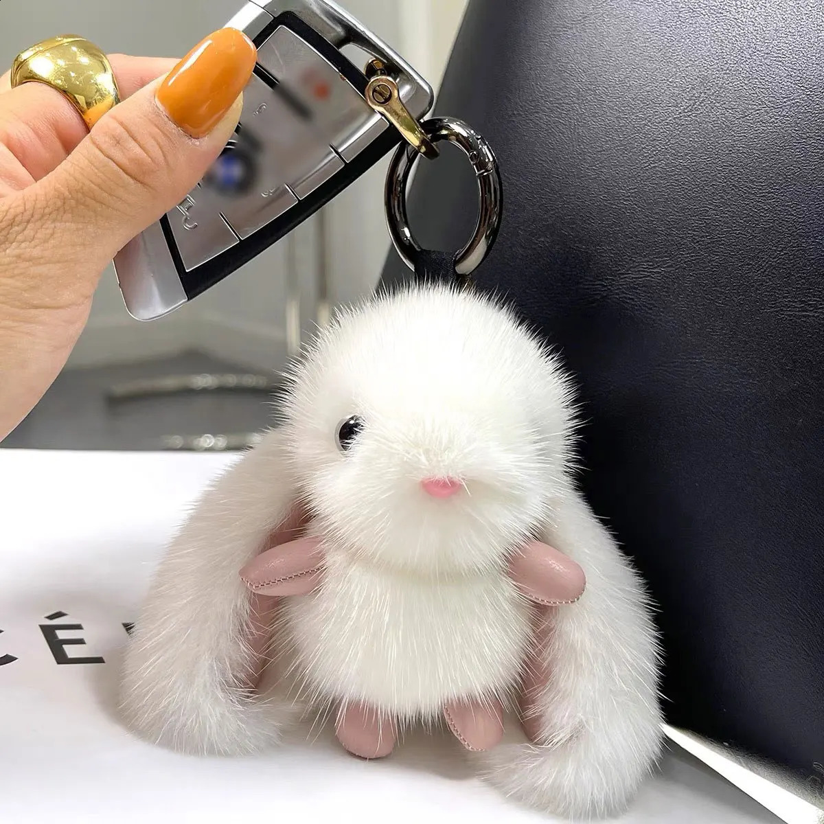 Cute Girl Toy Plush Rabbit Faux Mink Car Keychain Toys Pendant Doll Bag Decoration Keyring Dolls Birthday Gift 250121