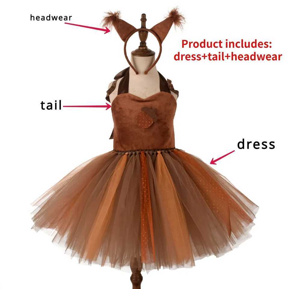 Halloween costume childrens squirrel dress cute animal dress childrens day performance costume role-playing Tutu dress 2-12Y W250117