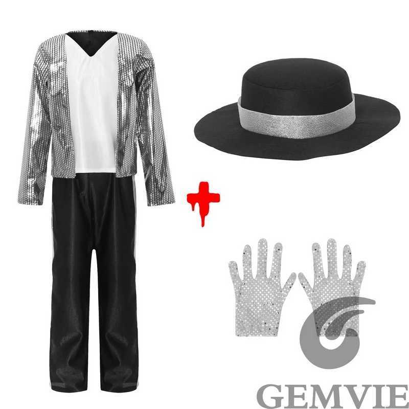 Halloween Kids Children Singer Dancer Cosplay Costumes Carnival Stage Performance Top Pants Hat Gloves Suit W250117