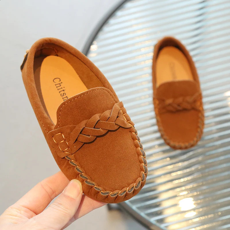 Boys Leather Shoes Fashion Kids Flats Loafers Slip-on Moccasins Classic Children Party Shoes 2024 Spring Autumn Soft Breathable 250121
